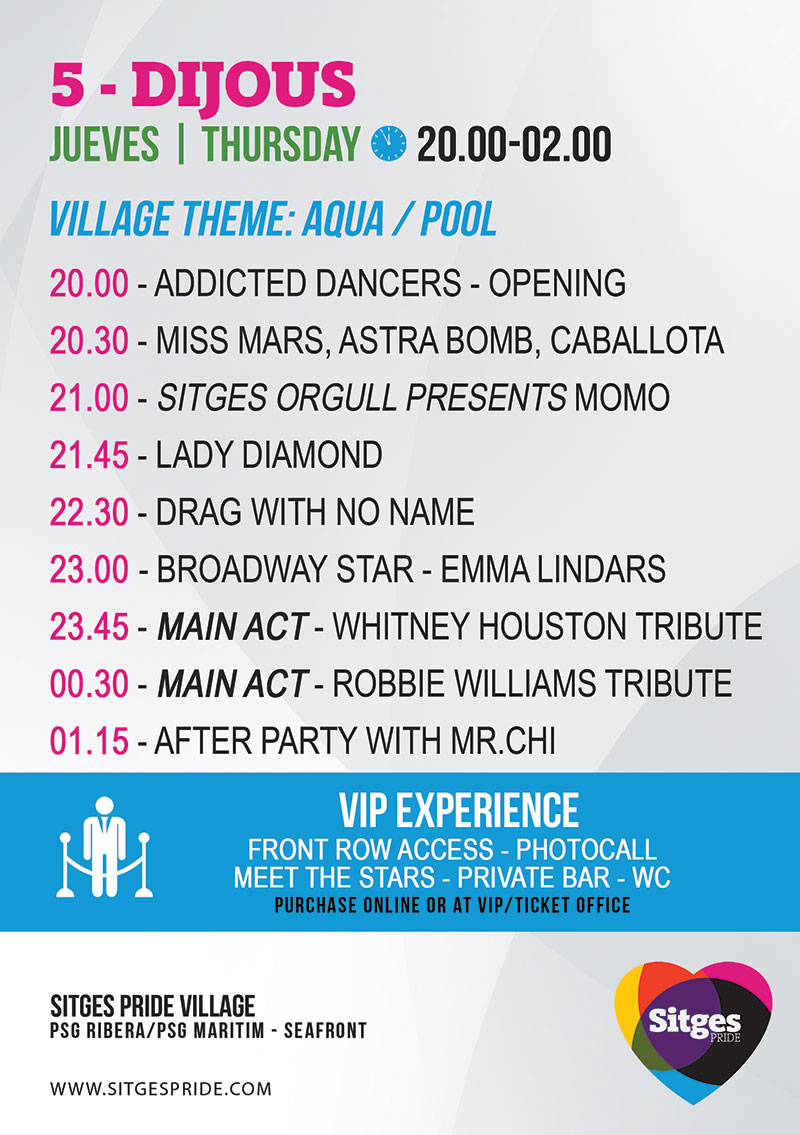 Sitges Pride VIP Pass and Program Thursday